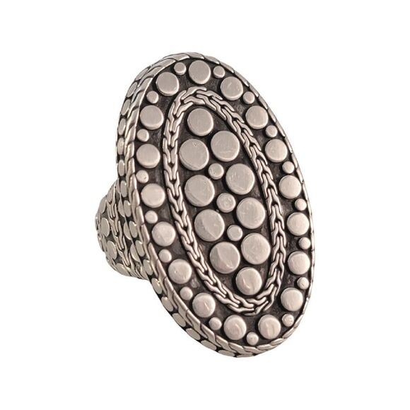 John Hardy Large Sterling Dot Oval Ring - Sz. 6.5 - Picture 3 of 11